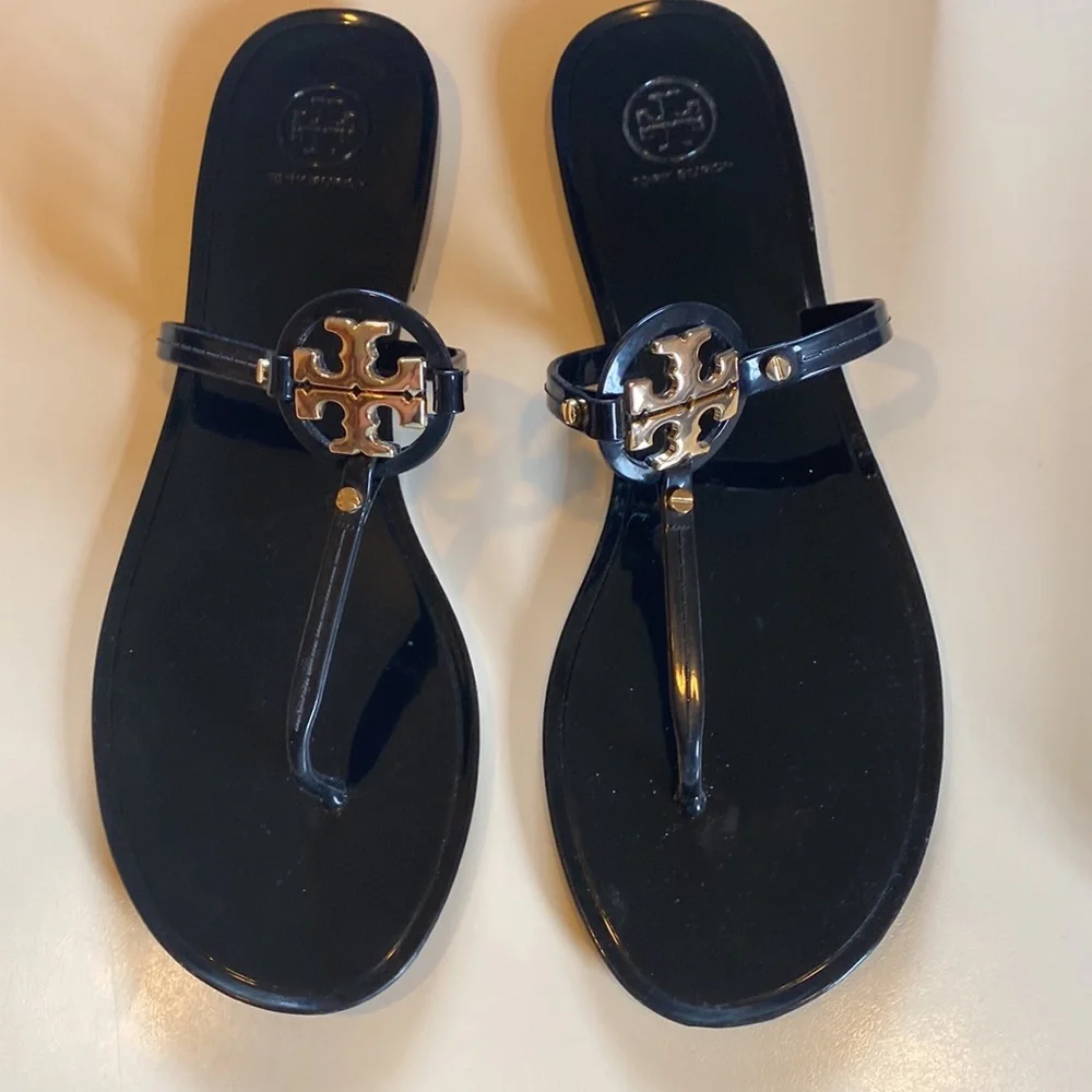 Tory Burch Mini Miller Flat Thong Perfect Black Size 11 - Picture 2 of 6